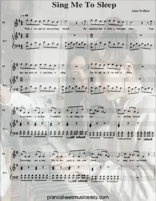 sing me to sleep printable free sheet music for piano 