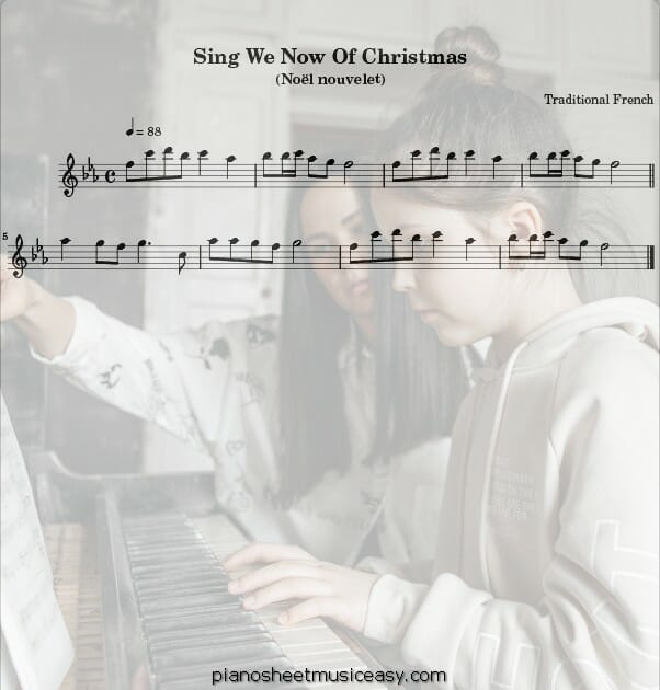 sing we now of christmas flute printable free sheet music for piano 