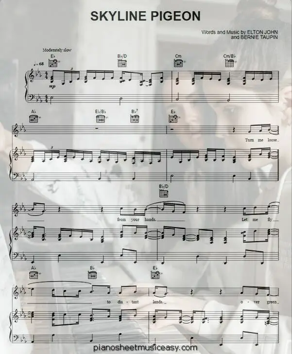 skyline pigeon printable free sheet music for piano 