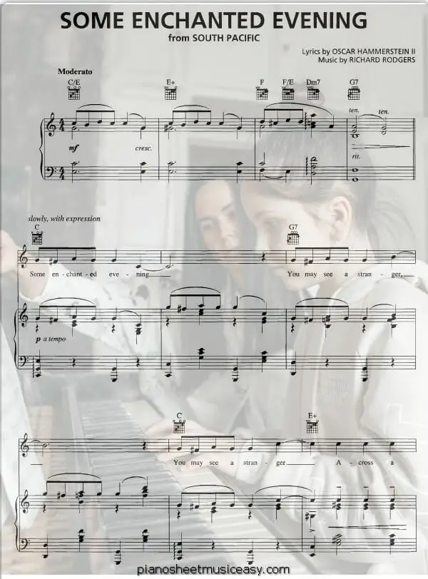 some enchanted evening printable free sheet music for piano 