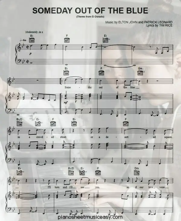 someday out of the blue printable free sheet music for piano 