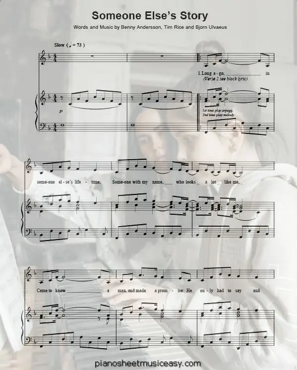 someone elses story printable free sheet music for piano 