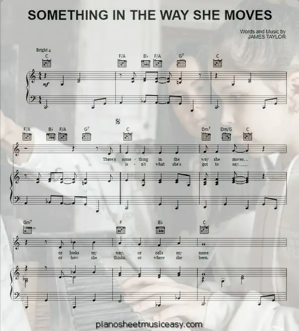 something in the way she moves printable free sheet music for piano 