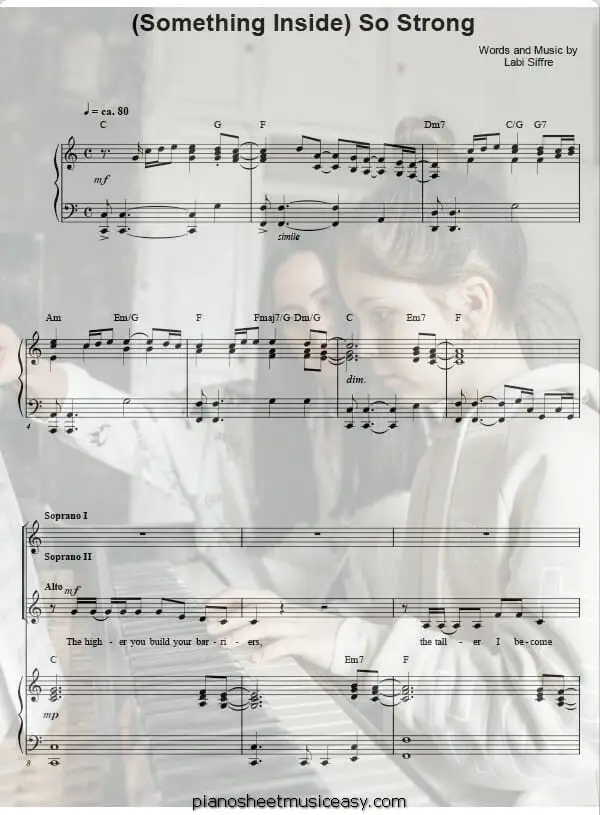 something inside so strong printable free sheet music for piano 