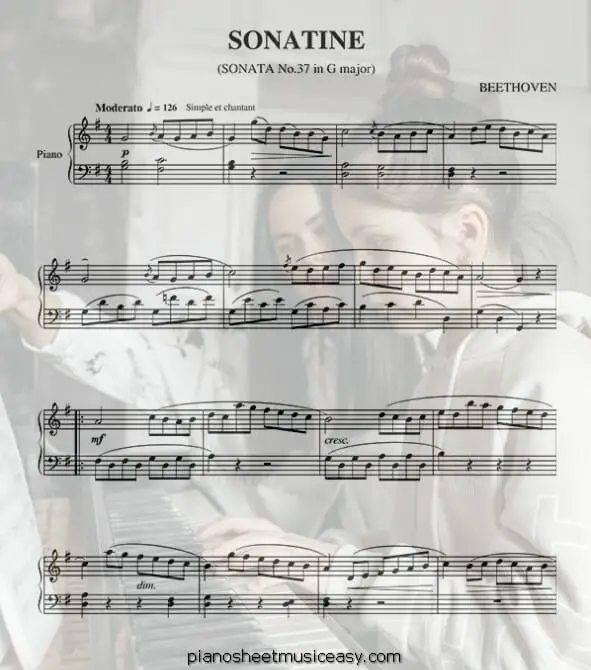 sonatina in g major printable free sheet music for piano 