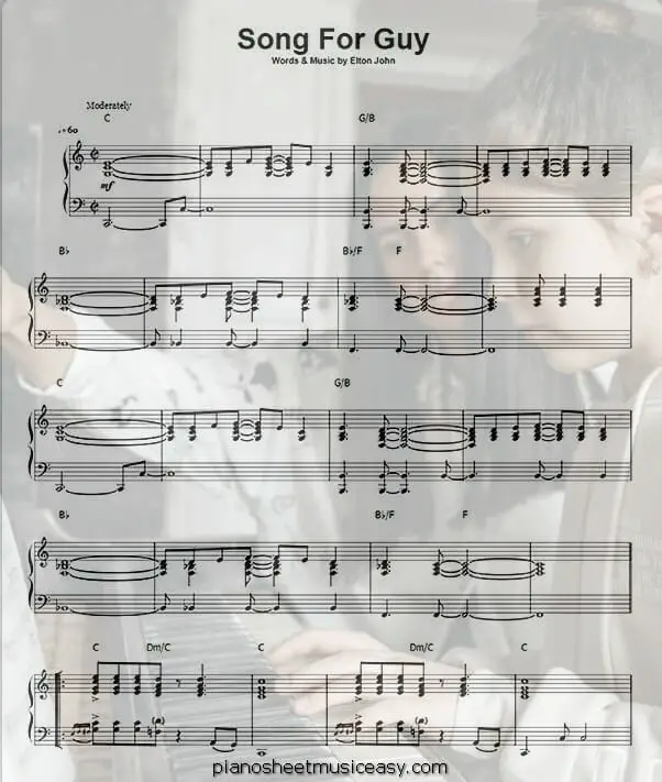 song for guy printable free sheet music for piano 
