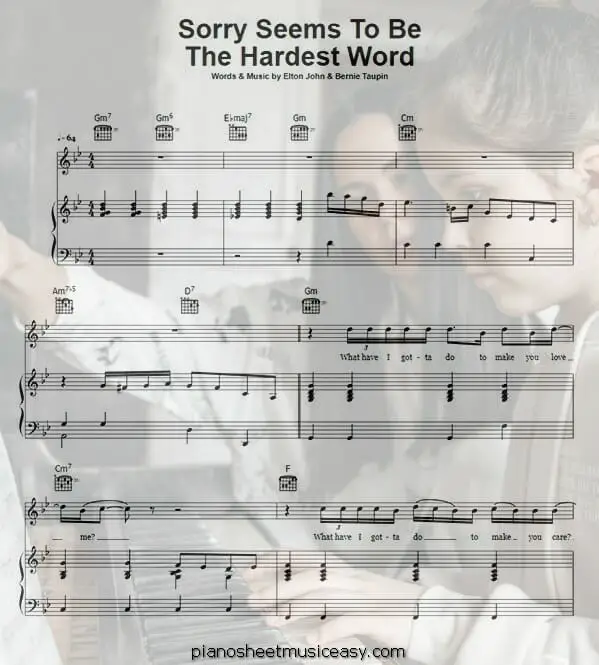 sorry seems to be the hardest word printable free sheet music for piano 