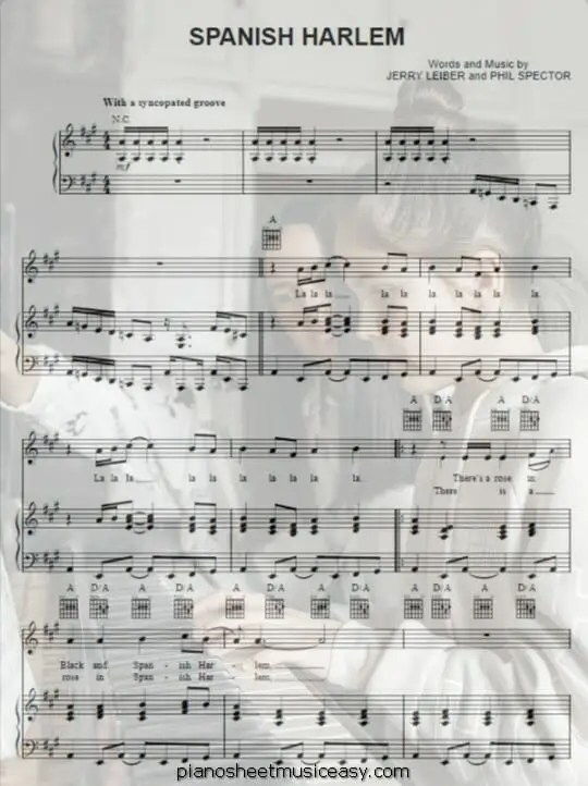 spanish harlem printable free sheet music for piano 