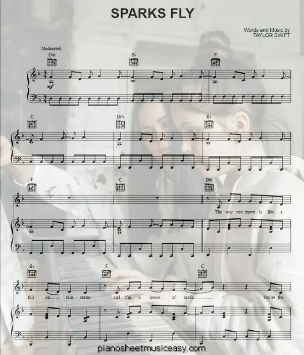 sparks fly printable free sheet music for piano 