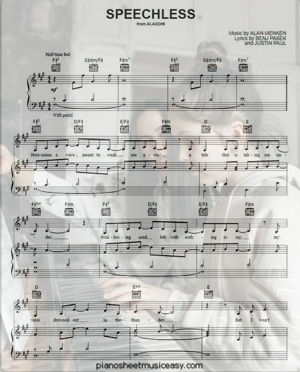 speechless aladdin printable free sheet music for piano 