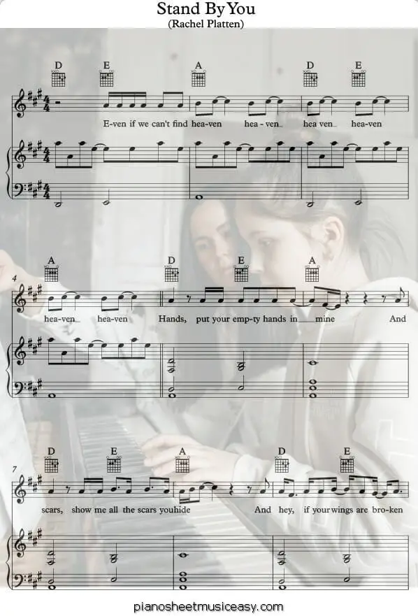 stand by you printable free sheet music for piano 