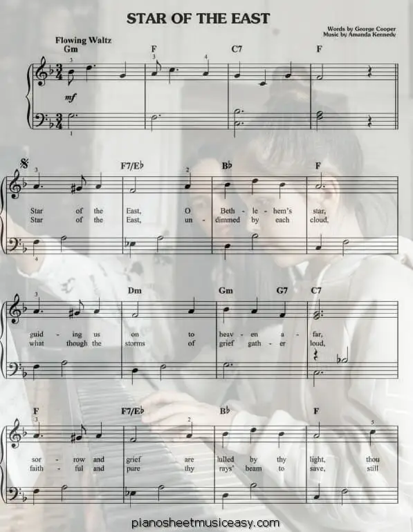 star of the east printable free sheet music for piano 