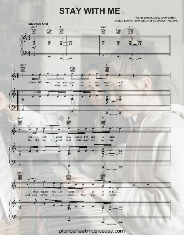 stay with me piano printable free sheet music for piano 