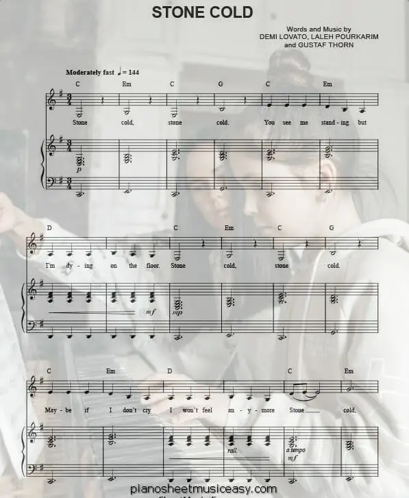 stone cold printable free sheet music for piano 