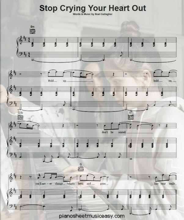 stop crying your heart out printable free sheet music for piano 