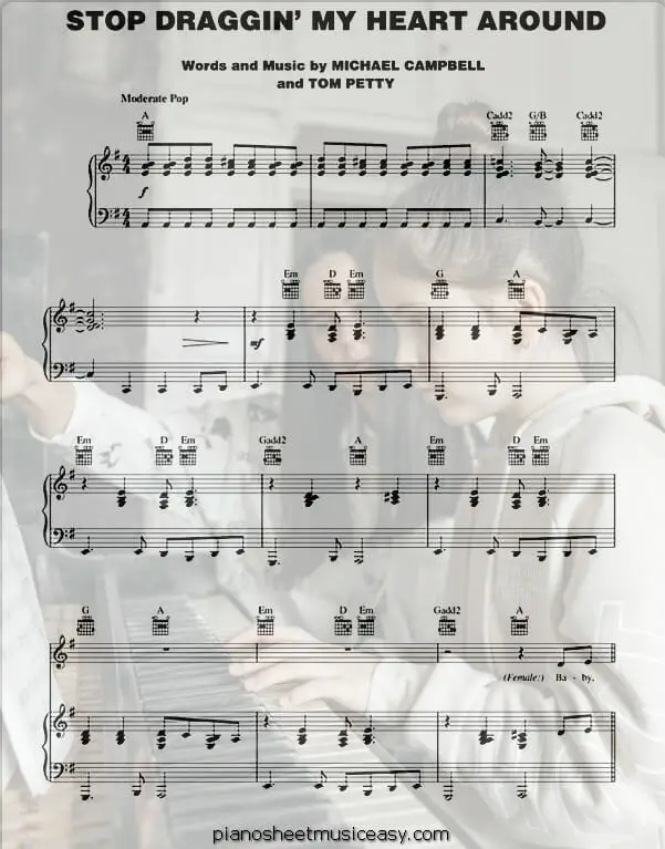 stop draggin my heart around printable free sheet music for piano 