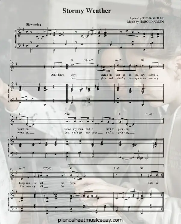 stormy weather printable free sheet music for piano 