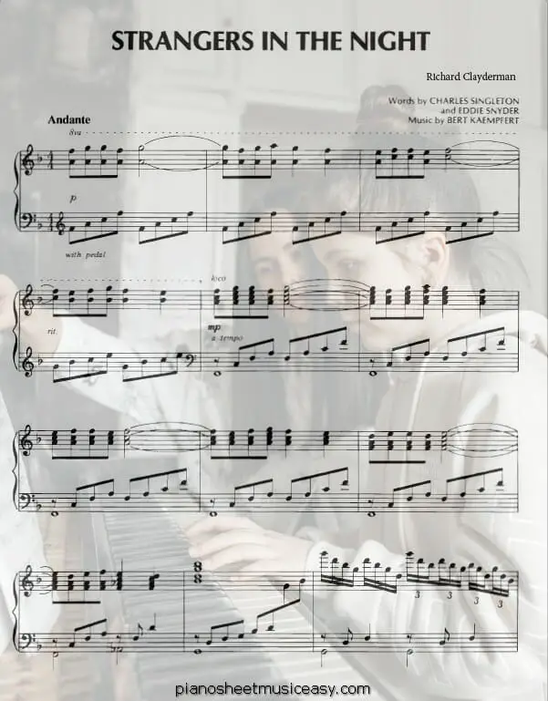 strangers in the night piano printable free sheet music for piano 