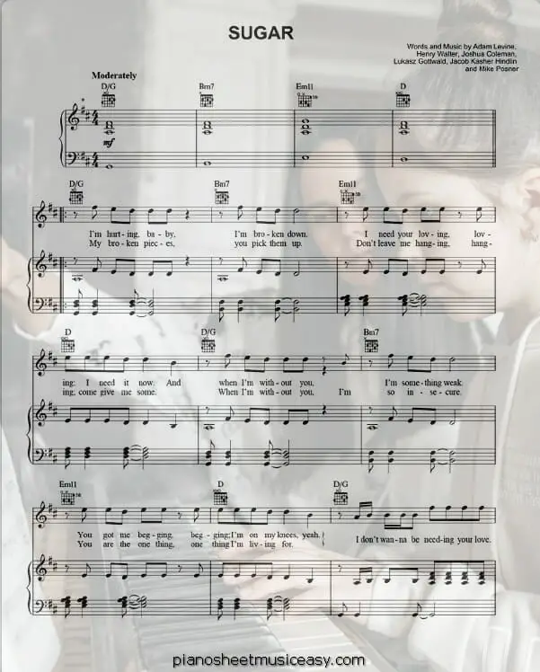 sugar printable free sheet music for piano 