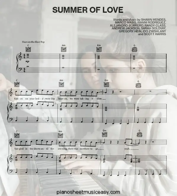 summer of love printable free sheet music for piano 