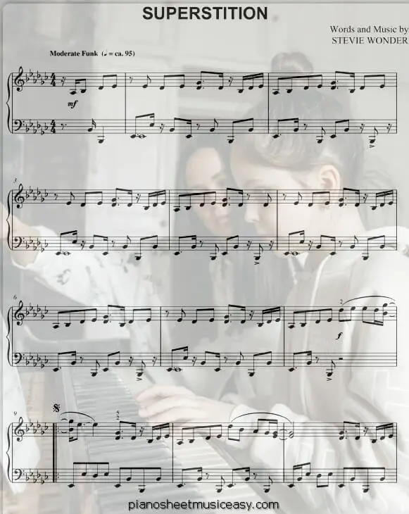 superstition printable free sheet music for piano 