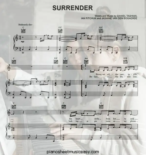 surrender birdy printable free sheet music for piano 