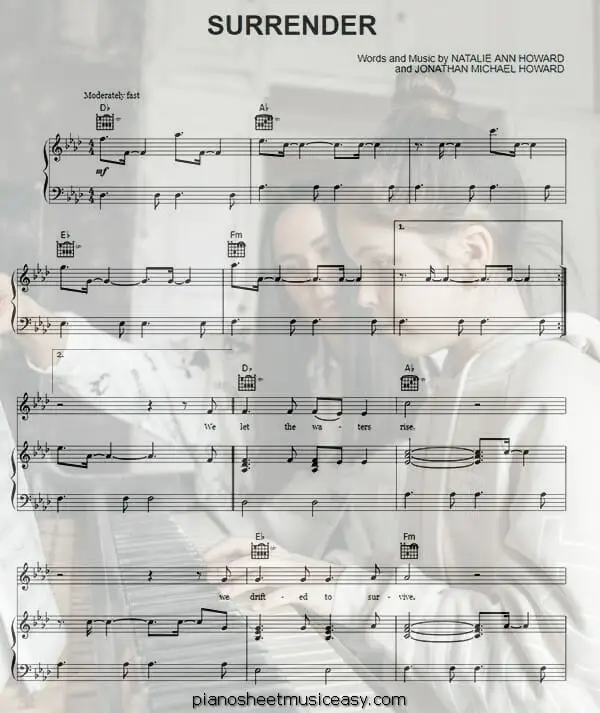 surrender natalie taylor printable free sheet music for piano 