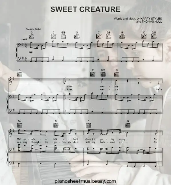sweet creature printable free sheet music for piano 