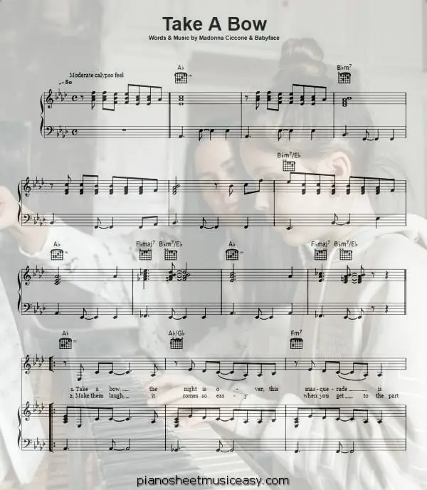 take a bow printable free sheet music for piano 
