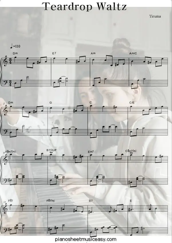 teardrop waltz printable free sheet music for piano 