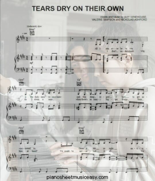 tears dry on their own printable free sheet music for piano 