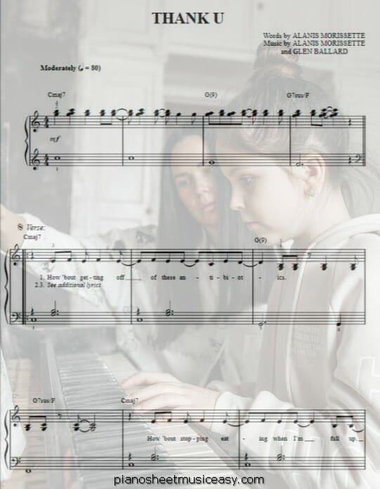 thank you printable free sheet music for piano 