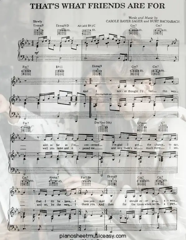 thats what friends are for printable free sheet music for piano 
