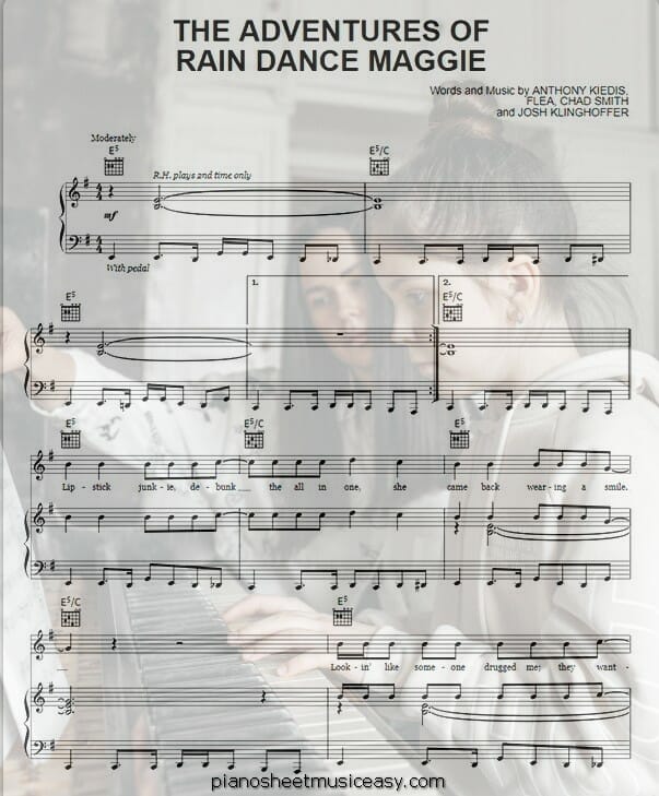 the adventures of rain dance maggie printable free sheet music for piano 