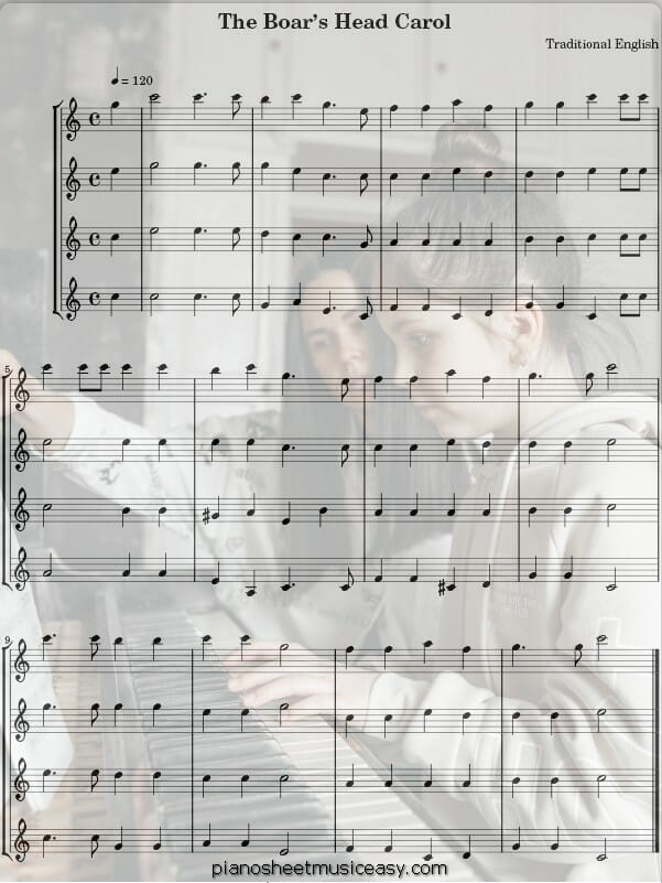 the boars head carol flute printable free sheet music for piano 