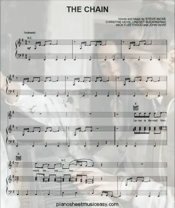 the chain printable free sheet music for piano 