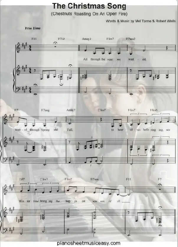 the christmas song piano printable free sheet music for piano 