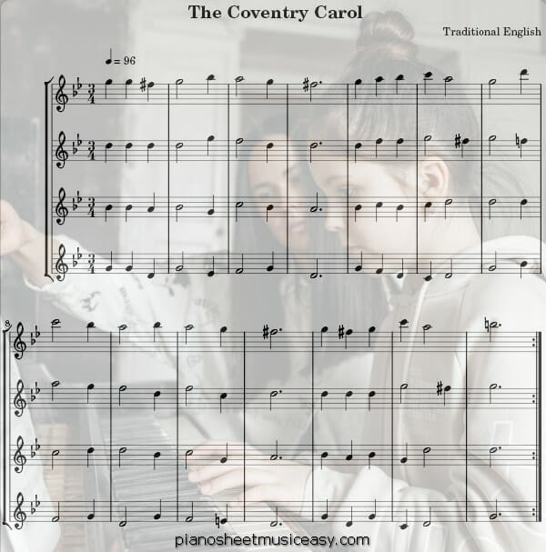 the coventry carol flute printable free sheet music for piano 