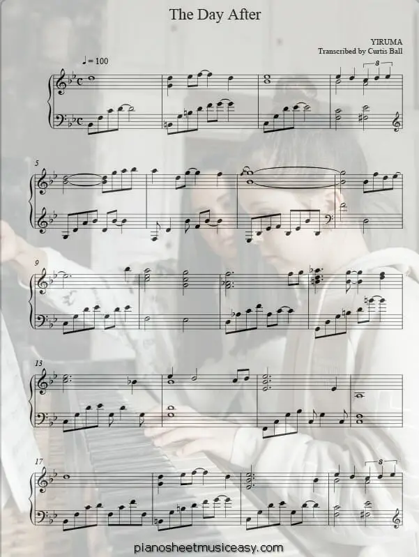 the day after printable free sheet music for piano 