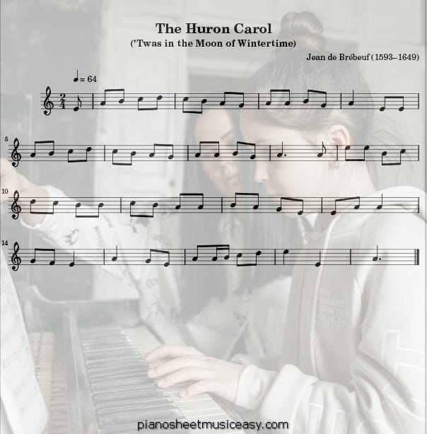 the huron carol flute printable free sheet music for piano 