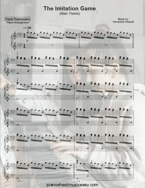 the imitation game piano printable free sheet music for piano 
