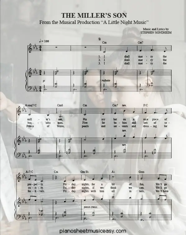 the millers printable free sheet music for piano 