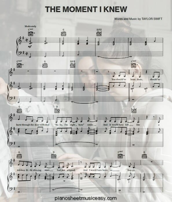 the moment i knew printable free sheet music for piano 