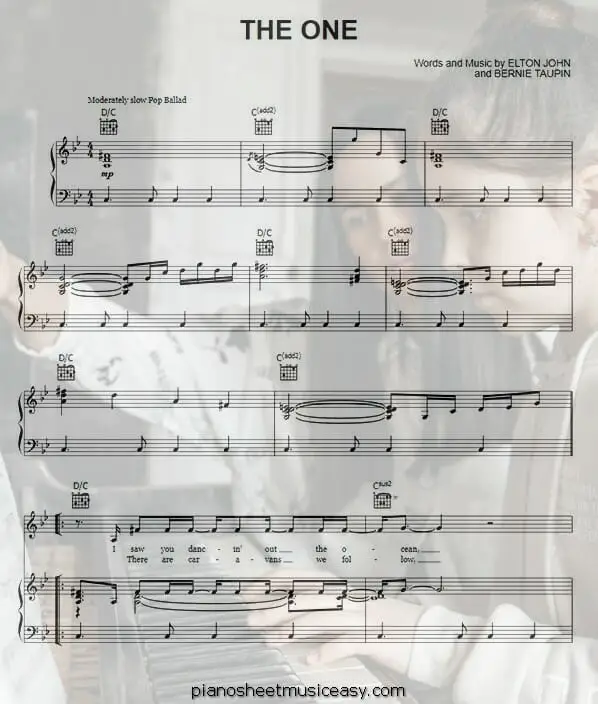 the one elton john printable free sheet music for piano 