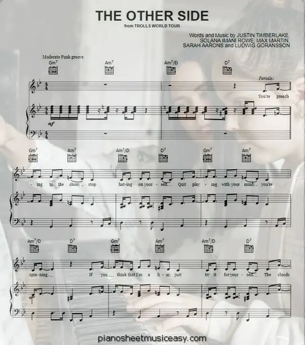 the other side justin timberlake ft sza printable free sheet music for piano 