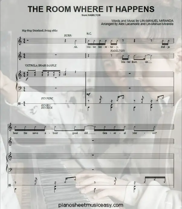 the room where it happens printable free sheet music for piano 
