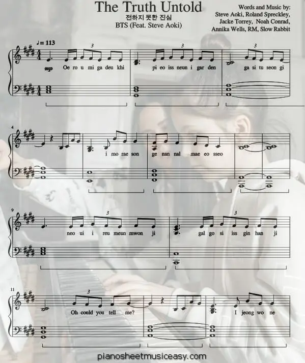 the truth untold printable free sheet music for piano 