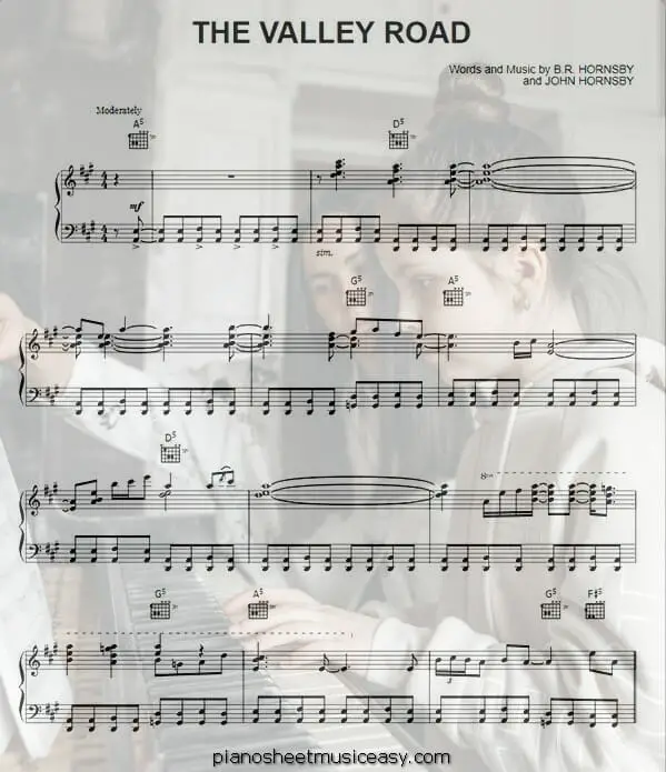 the valley road printable free sheet music for piano 