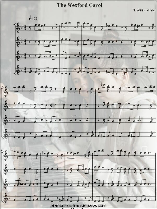 the wexford carol flute printable free sheet music for piano 