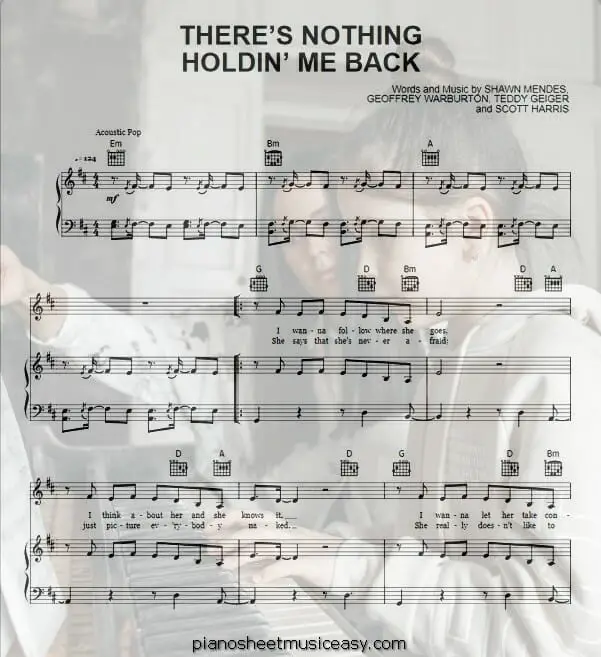 theres nothing holdin me back printable free sheet music for piano 